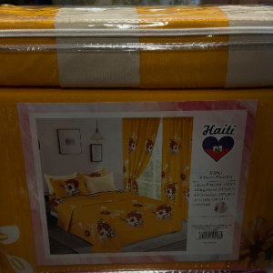 Golden Blossom 10-Piece King Sheet & Curtain Set